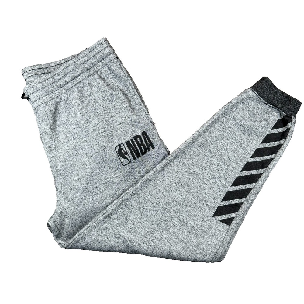 NBA Apparel Men's Black Fleece Joggers Heather Side Stripe Sweatpants XL
